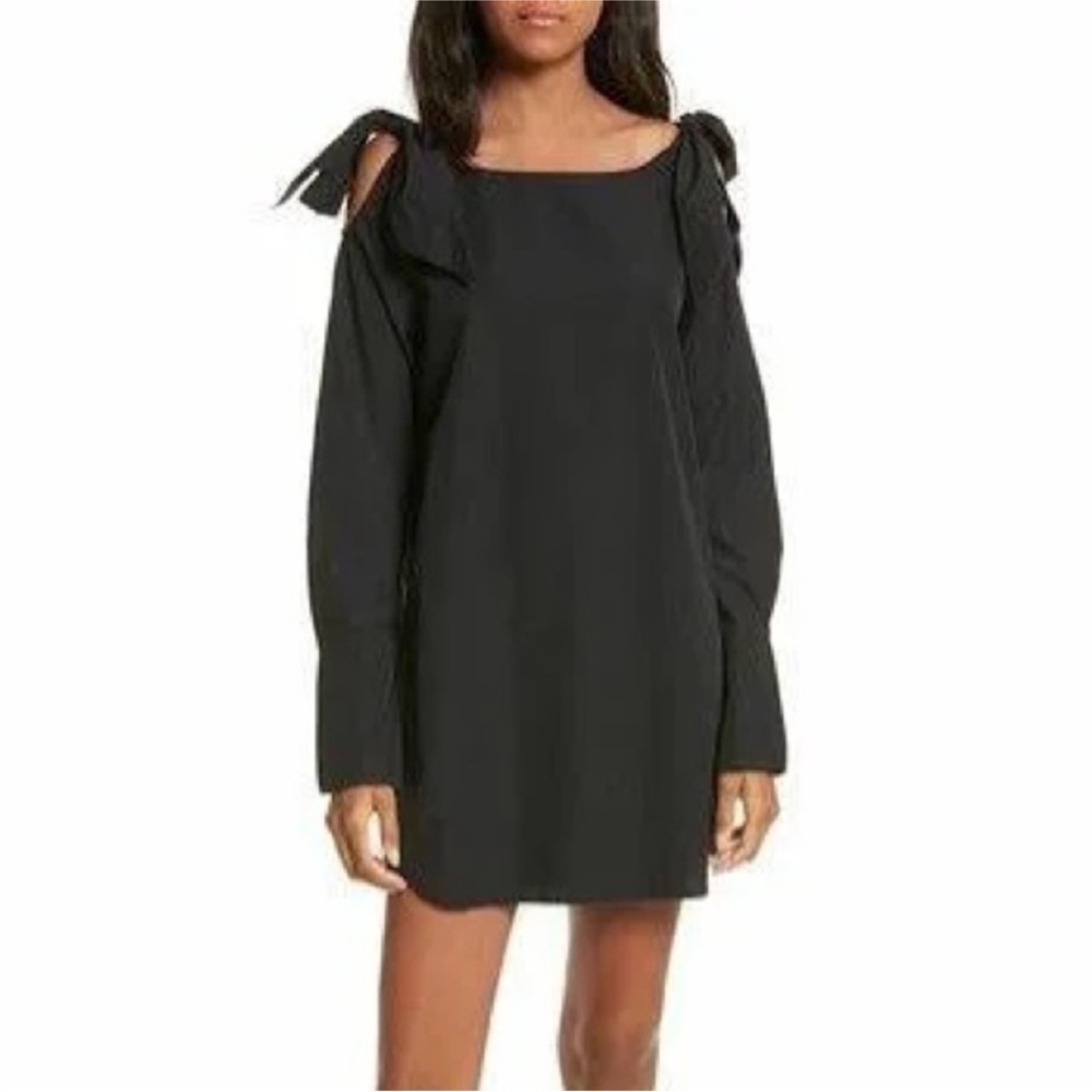 FRAME DENIM | Bow Tie Cold Shoulder Dress in Black Noir L
